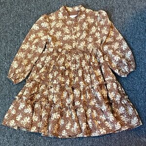Dainty Jewells Brown Floral Kids Dress